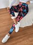 Damen Geblümt Lässig Winter Lang Leggings