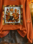 Lässig Rundhals Tier Sweatshirt Print