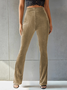 Damen Unifarben Lang Elastische Taille Hose Retro Frühling/Herbst Hose