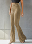 Damen Unifarben Lang Elastische Taille Hose Retro Frühling/Herbst Hose