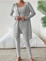 Damen Unifarben Matching Kostüm Täglich Langarm Lässig Frühling/Herbst Mehrteiliges Set Matching Set