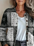 Damen Paisley Langarm Bequem Retro Print Strickjacke