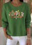 Damen Baumwolle Textbriefe Langarm Bequem Retro Pullover