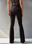 Damen Unifarben Lang Elastische Taille Hose Retro Frühling/Herbst Hose