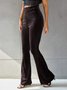Damen Unifarben Lang Elastische Taille Hose Retro Frühling/Herbst Hose