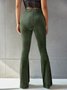 Damen Unifarben Lang Elastische Taille Hose Retro Frühling/Herbst Hose