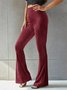 Damen Unifarben Lang Elastische Taille Hose Retro Frühling/Herbst Hose