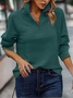 Retro Mock Neck Unifarben Sweatshirt Nahtverarbeitung