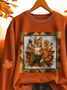 Lässig Rundhals Tier Sweatshirt Print