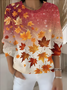 Damen Verlaufsmuster Langarm Bequem Retro Pullover