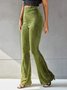 Damen Unifarben Lang Elastische Taille Hose Retro Frühling/Herbst Hose