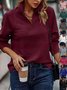 Retro Mock Neck Unifarben Sweatshirt Nahtverarbeitung