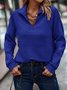 Retro Mock Neck Unifarben Sweatshirt Nahtverarbeitung