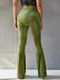 Damen Unifarben Lang Elastische Taille Hose Retro Frühling/Herbst Hose