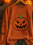 Lässig Rundhals Halloween (Kürbis) Sweatshirt Print