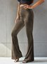 Damen Unifarben Lang Elastische Taille Hose Retro Frühling/Herbst Hose