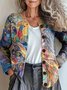 Damen Gestrickt 3d Drucken Langarm Bequem Lässig Strickjacke
