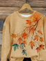 Lässig Rundhals Ahornblatt Sweatshirt Print