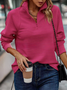 Retro Mock Neck Unifarben Sweatshirt Nahtverarbeitung