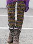 Damen Gestreift Retro Alle Jahreszeiten Lang Leggings