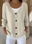 Damen Unifarben Langarm Bequem Lässig Strickjacke