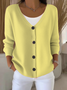 Damen Unifarben Langarm Bequem Lässig Strickjacke