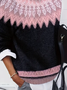 Damen Abstrakt Langarm Bequem Lässig Print Pullover