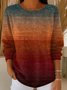Damen Nachahmung Kaschmir Gestreift Langarm Bequem Retro Pullover
