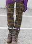 Damen Gestreift Retro Alle Jahreszeiten Lang Leggings