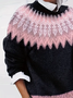 Damen Abstrakt Langarm Bequem Lässig Print Pullover