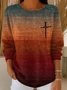 Damen Nachahmung Kaschmir Gestreift Langarm Bequem Retro Pullover