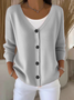 Damen Unifarben Langarm Bequem Lässig Strickjacke