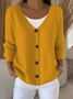 Damen Unifarben Langarm Bequem Lässig Strickjacke