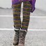 Damen Gestreift Retro Alle Jahreszeiten Lang Leggings