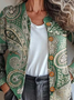 Damen Gestrickt Paisley Langarm Bequem Retro Strickjacke