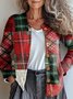 Damen Gestrickt Gestreift Langarm Bequem Retro Strickjacke