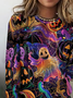 Retro Halloween Rundhals Langarm T-Shirt
