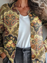 Damen Gestrickt Geometrisch Langarm Bequem Retro Strickjacke