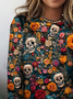 Retro Halloween Rundhals Langarm T-Shirt