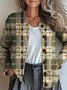 Damen Gestrickt Gestreift Langarm Bequem Retro Strickjacke