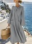 Damen Unifarben Frühling/Herbst Nahtverarbeitung Kleid Rundhals Langarm Tanktop A-Linien-Kleid