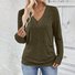 Lässig Unifarben V-Ausschnitt Langarm T-Shirt