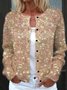Damen Gestrickt Unifarben Langarm Bequem Retro Strickjacke