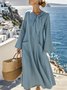 Damen Unifarben Frühling/Herbst Nahtverarbeitung Kleid Rundhals Langarm Tanktop A-Linien-Kleid