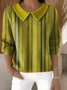 Damen Nachahmung Kaschmir Gestreift Langarm Bequem Retro Pullover