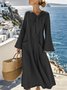 Damen Unifarben Frühling/Herbst Nahtverarbeitung Kleid Rundhals Langarm Tanktop A-Linien-Kleid