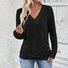 Lässig Unifarben V-Ausschnitt Langarm T-Shirt