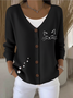 Damen Baumwolle Tier Langarm Bequem Lässig Strickjacke