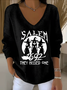 Damen Baumwolle Textbriefe Langarm Bequem Lässig Pullover