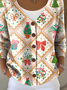 Damen Gestrickt Weihnachten Langarm Bequem Retro Strickjacke